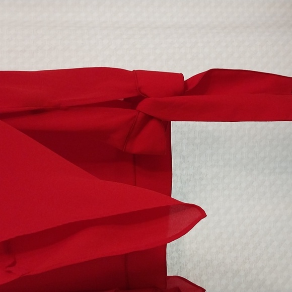 Worthington red blouse, side tie, fluted sleeves size XL - Picture 4 of 10